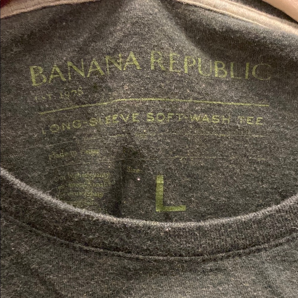 Banana Republic Green and Gray Long Sleeve Tees Super Soft sz L Set of 2 - Picture 11 of 11